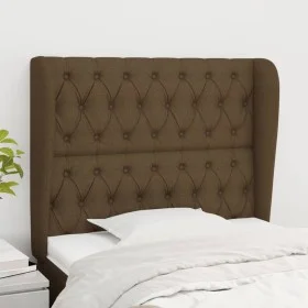 Cabecero con orejas de tela marrón oscuro 93x23x118/128 cm de , Cabeceros y pies de cama - Ref: Foro24-3118277, Precio: 89,93...