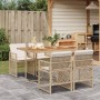 Set comedor de jardín 5 pzas con cojines ratán sintético beige en Conjuntos de jardín | Comprar online en Foru.es