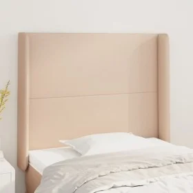 Headboard with ears cappuccino synthetic leather 93x16x118/128 cm by , Headboards and footboards - Ref: Foro24-3119383, Price...