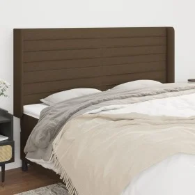 Kopfteil mit dunkelbraunen Stoffohren 163x16x118/128 cm von , Kopf- und Fußteile - Ref: Foro24-3119729, Preis: 109,63 €, Raba...