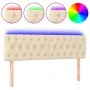Cabecero con LED de tela color crema 144x7x78/88 cm de , Cabeceros y pies de cama - Ref: Foro24-3121951, Precio: 81,94 €, Des...