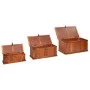 Baúl de almacenamiento 3 piezas de madera maciza de acacia de vidaXL, Baúles de almacenamiento - Ref: Foro24-247243, Precio: ...