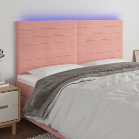 Cabecero con luces LED terciopelo rosa 160x5x118/128 cm de , Cabeceros y pies de cama - Ref: Foro24-3122623, Precio: 104,13 €...