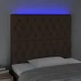 Headboard with LED lights dark brown fabric 90x7x118/128 cm by , Headboards and footboards - Ref: Foro24-3122745, Price: 87,0...