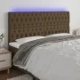 Cabecero con luces LED tela marrón oscuro 200x7x118/128 cm de , Cabeceros y pies de cama - Ref: Foro24-3122785, Precio: 177,0...