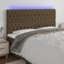 Cabecero con luces LED tela marrón oscuro 200x7x118/128 cm de , Cabeceros y pies de cama - Ref: Foro24-3122785, Precio: 180,2...