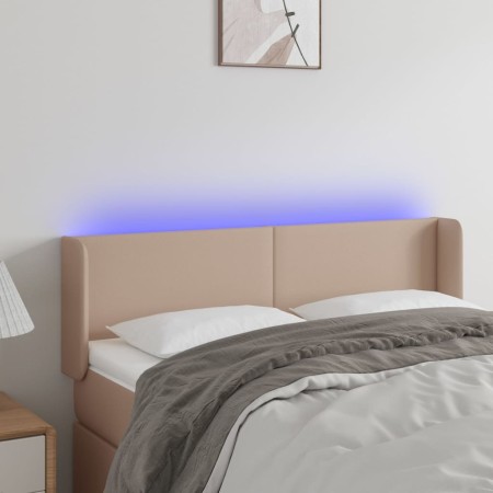 Cabecero con LED cuero sintético capuchino 147x16x78/88 cm de , Cabeceros y pies de cama - Ref: Foro24-3123051, Precio: 67,23...