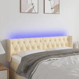 Cream fabric headboard with LED 147x16x78/88 cm by , Headboards and footboards - Ref: Foro24-3123575, Price: 89,15 €, Discoun...