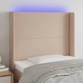 Cabecero con LED cuero sintético capuchino 83x16x118/128 cm de , Cabeceros y pies de cama - Ref: Foro24-3123845, Precio: 74,0...