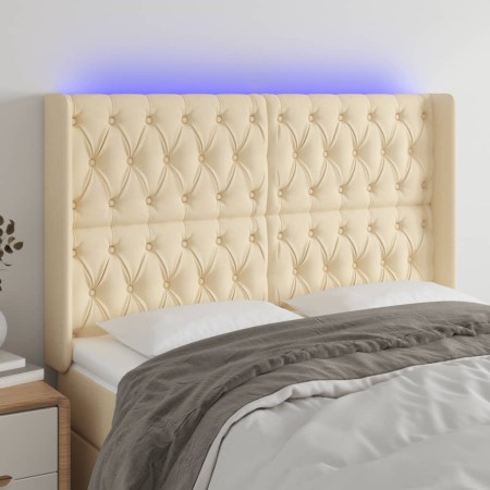 Cabecero con LED de tela color crema 147x16x118/128 cm de , Cabeceros y pies de cama - Ref: Foro24-3124387, Precio: 166,05 €,...
