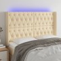 Cabecero con LED de tela color crema 147x16x118/128 cm de , Cabeceros y pies de cama - Ref: Foro24-3124387, Precio: 166,05 €,...