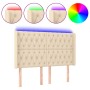 Cabecero con LED de tela color crema 147x16x118/128 cm de , Cabeceros y pies de cama - Ref: Foro24-3124387, Precio: 166,05 €,...