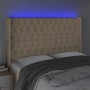 Cabecero con LED de tela color crema 147x16x118/128 cm de , Cabeceros y pies de cama - Ref: Foro24-3124387, Precio: 166,05 €,...