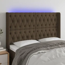 Cabecero con LED de tela marrón oscuro 163x16x118/128 cm de , Cabeceros y pies de cama - Ref: Foro24-3124393, Precio: 165,53 ...