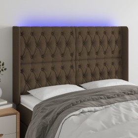 Cabecero con LED de tela marrón oscuro 163x16x118/128 cm de , Cabeceros y pies de cama - Ref: Foro24-3124393, Precio: 169,27 ...
