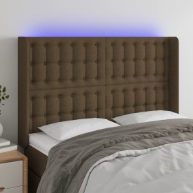 Cabecero con LED de tela marrón oscuro 147x16x118/128 cm de , Cabeceros y pies de cama - Ref: Foro24-3124483, Precio: 123,31 ...