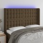 Cabecero con LED de tela marrón oscuro 147x16x118/128 cm de , Cabeceros y pies de cama - Ref: Foro24-3124483, Precio: 123,31 ...