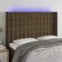 Headboard with LED in dark brown fabric 147x16x118/128 cm by , Headboards and footboards - Ref: Foro24-3124483, Price: 119,67...