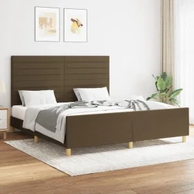 Estructura de cama con cabecero de tela marrón 160x200 cm de , Camas y somieres - Ref: Foro24-3125149, Precio: 214,92 €, Desc...