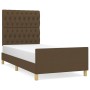 Estructura de cama con cabecero de tela marrón oscuro 90x200 cm de , Camas y somieres - Ref: Foro24-3125271, Precio: 156,61 €...