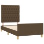 Estructura de cama con cabecero de tela marrón oscuro 90x200 cm de , Camas y somieres - Ref: Foro24-3125271, Precio: 156,61 €...
