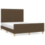 Estructura de cama con cabecero de tela marrón oscuro 140x190cm de , Camas y somieres - Ref: Foro24-3125376, Precio: 217,95 €...