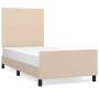 Estructura de cama cabecero cuero sintético capuchino 90x190 cm de , Camas y somieres - Ref: Foro24-3125426, Precio: 144,44 €...