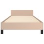 Estructura de cama cabecero cuero sintético capuchino 90x190 cm de , Camas y somieres - Ref: Foro24-3125426, Precio: 144,44 €...