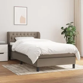 Box spring bed with taupe gray fabric mattress 100x200 cm by , Beds and slatted bases - Ref: Foro24-3126465, Price: 348,06 €,...