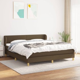 Cama box spring con colchón tela marrón oscuro 180x200 cm de , Camas y somieres - Ref: Foro24-3126664, Precio: 545,73 €, Desc...
