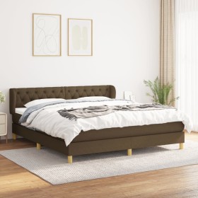 Cama box spring con colchón tela marrón oscuro 160x200 cm de , Camas y somieres - Ref: Foro24-3127056, Precio: 516,27 €, Desc...