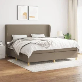 Box spring bed with taupe gray fabric mattress 200x200 cm by , Beds and slatted bases - Ref: Foro24-3128393, Price: 746,63 €,...