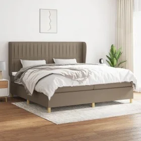 Box spring bed with taupe gray fabric mattress 200x200 cm by , Beds and slatted bases - Ref: Foro24-3128713, Price: 721,34 €,...
