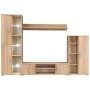 Mueble de salón de pared para TV con luces LED roble Sonoma de vidaXL, Muebles TV - Ref: Foro24-246029, Precio: 574,36 €, Des...