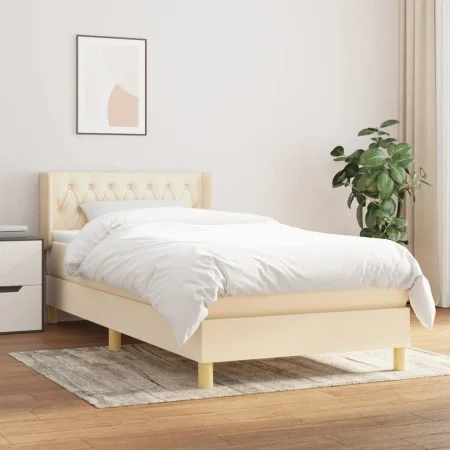 Box spring bed with cream fabric mattress 90x200 cm by , Beds and slatted bases - Ref: Foro24-3130486, Price: 279,43 €, Disco...