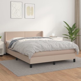 Cama box spring con colchón cuero sintético capuchino 140x200cm de , Camas y somieres - Ref: Foro24-3130666, Precio: 434,97 €...