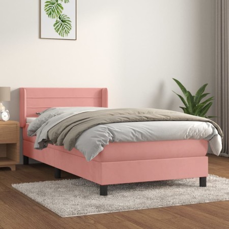 Cama box spring con colchón terciopelo rosa 90x200 cm de , Camas y somieres - Ref: Foro24-3131002, Precio: 297,99 €, Descuent...