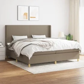 Box spring bed with taupe gray fabric mattress 200x200 cm by , Beds and slatted bases - Ref: Foro24-3131861, Price: 755,46 €,...