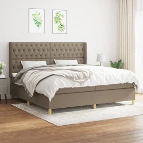 Cama box spring con colchón tela gris taupe 200x200 cm de , Camas y somieres - Ref: Foro24-3132261, Precio: 781,67 €, Descuen...