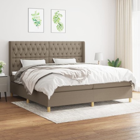 Cama box spring con colchón tela gris taupe 200x200 cm de , Camas y somieres - Ref: Foro24-3132261, Precio: 796,86 €, Descuen...