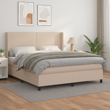 Cama box spring con colchón cuero sintético capuchino 180x200cm de , Camas y somieres - Ref: Foro24-3132398, Precio: 654,86 €...