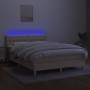 Cama box spring colchón y luces LED tela crema 140x190 cm de , Camas y somieres - Ref: Foro24-3133954, Precio: 435,45 €, Desc...
