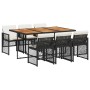 Set de comedor de jardín 7 pzas y cojines ratán sintético negro en Conjuntos de jardín | Comprar online en Foru.es