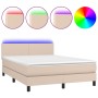 Cama box spring colchón LED cuero sintético capuchino 140x200cm de , Camas y somieres - Ref: Foro24-3134110, Precio: 433,35 €...