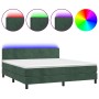 Cama box spring colchón y LED terciopelo verde oscuro 160x200cm de , Camas y somieres - Ref: Foro24-3134294, Precio: 506,13 €...