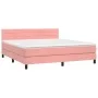 Box spring bed with mattress and LED pink velvet 160x200 cm by , Beds and slatted bases - Ref: Foro24-3134476, Price: 441,64 ...