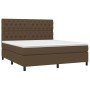 Cama box spring colchón luces LED tela marrón oscuro 160x200cm de , Camas y somieres - Ref: Foro24-3135128, Precio: 611,85 €,...