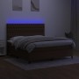 Cama box spring colchón luces LED tela marrón oscuro 160x200cm de , Camas y somieres - Ref: Foro24-3135128, Precio: 611,85 €,...