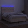 Cama box spring colchón y luces LED tela crema 140x190 cm de , Camas y somieres - Ref: Foro24-3135114, Precio: 522,59 €, Desc...