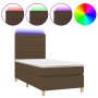 Cama box spring colchón y luces LED tela marrón oscuro 80x200cm de , Camas y somieres - Ref: Foro24-3135472, Precio: 323,98 €...